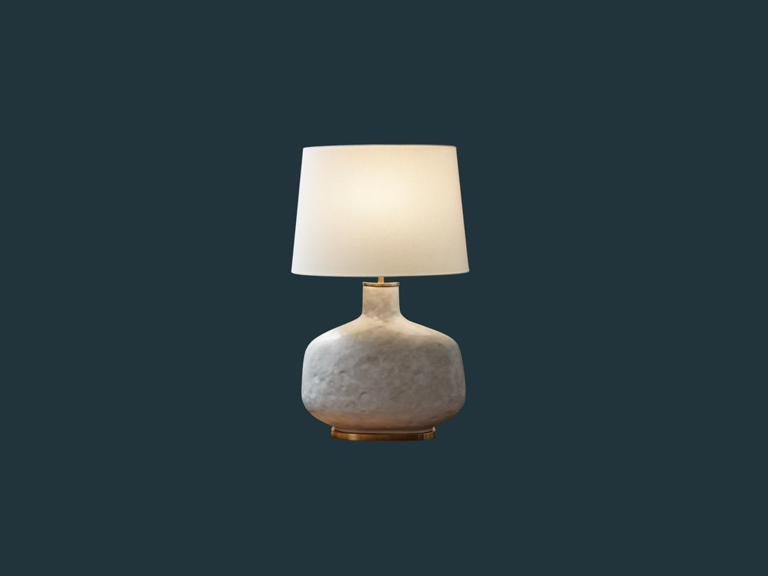 Antiqued White Ceramic Table Lamp