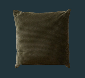 113. Handmade Corduroy Accent Pillow - Olive Green