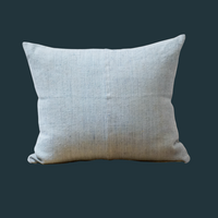 116. Petite Handmade Blue Linen Accent Pillow