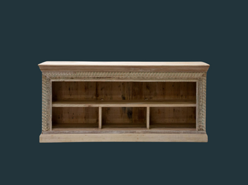 Vintage Hand-carved Bleached Wood Console