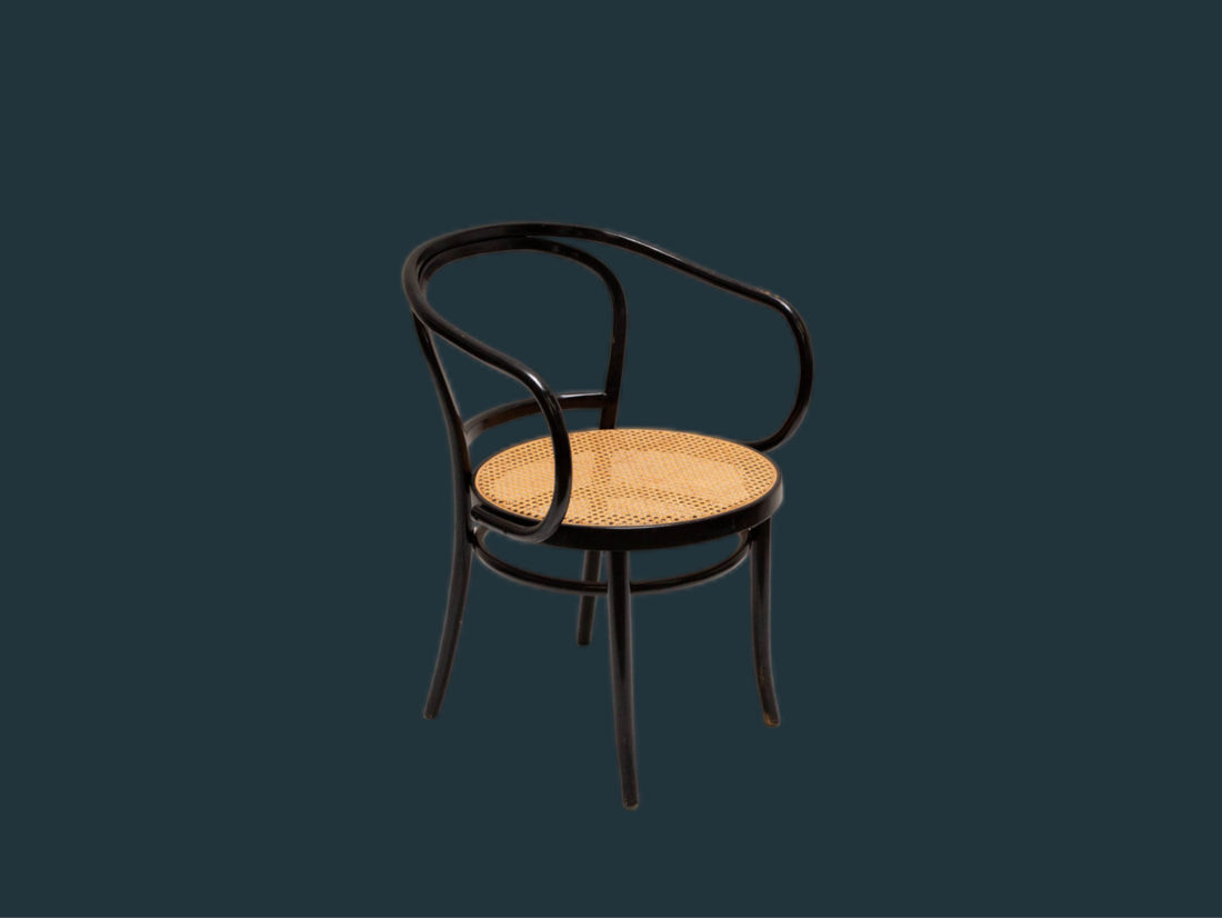 French Bent Wood Cane Dining Chairs (Set of 4)