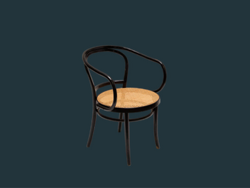 French Bent Wood Cane Dining Chairs (Set of 4)