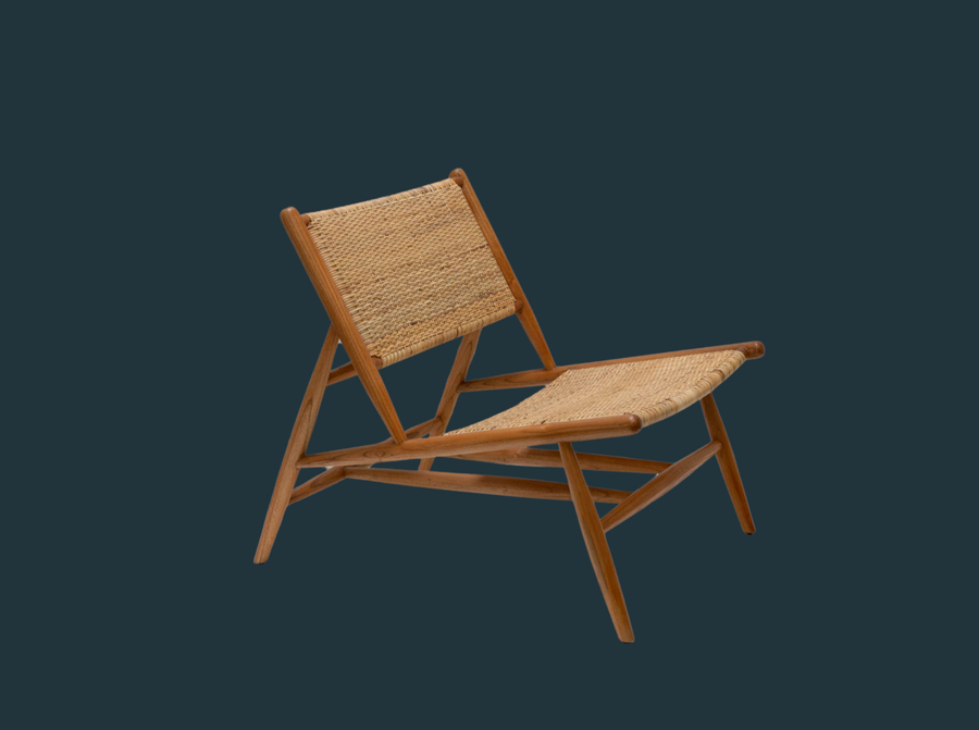 Teak & Rattan Chair