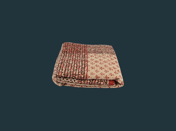 Kantha Quilt - Red and Tan