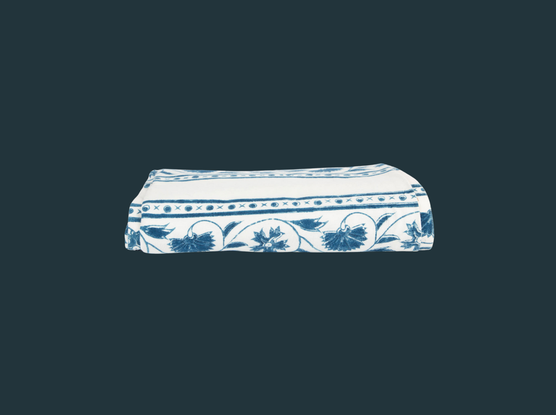 Block Print Bed Cover - Indigo