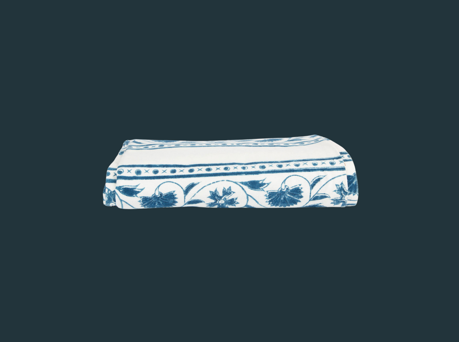 Block Print Bed Cover - Indigo