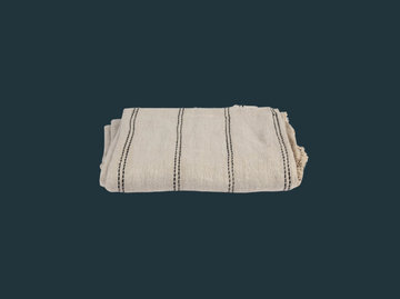 Oat & Black Striped Linen Throw