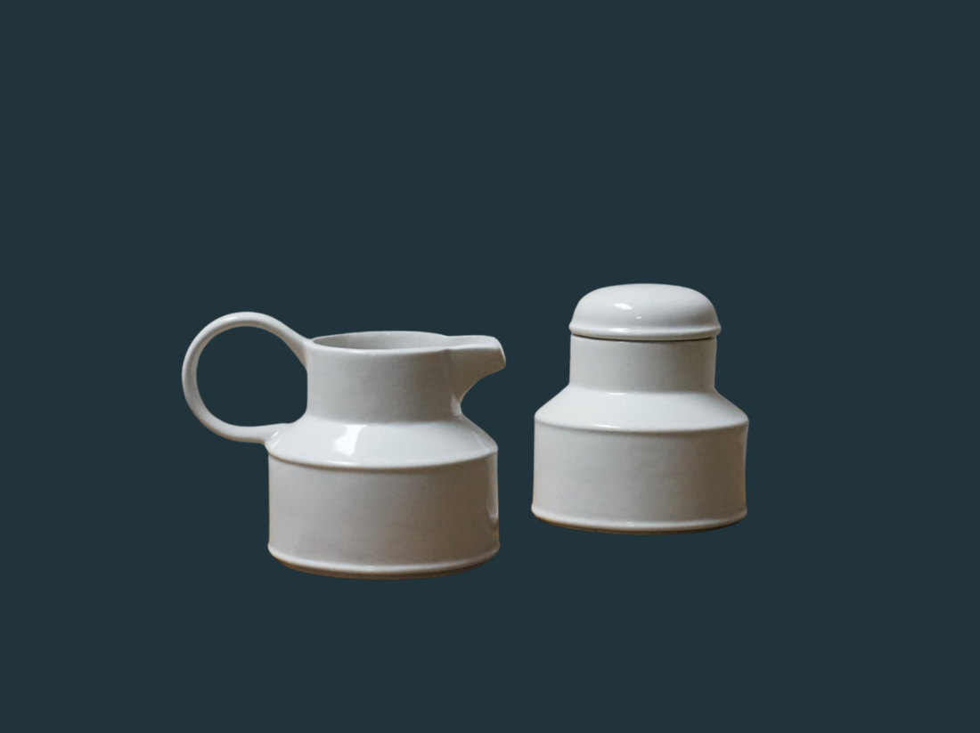 Ceramic Creamer and Sugar Jar Set