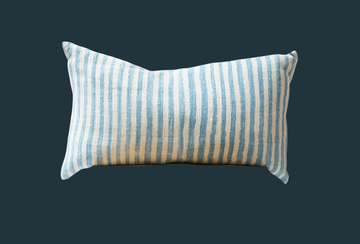 43. Handmade Vintage Blue Stripe Lumbar Pillow