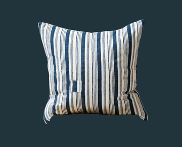 58. Handmade Blue and White Stripe Patch Pillow