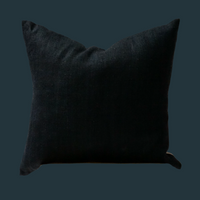 80. Handmade Vintage Linen Pillow- Black