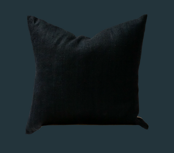 80. Handmade Vintage Linen Pillow- Black