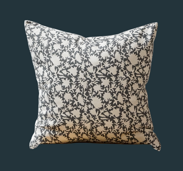 62. Handmade Grey and White Floral Pillow
