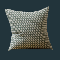 55. Handmade Green Leaf Block Print Pillow