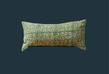 40. Handmade Floral Block Print Lumbar Pillow