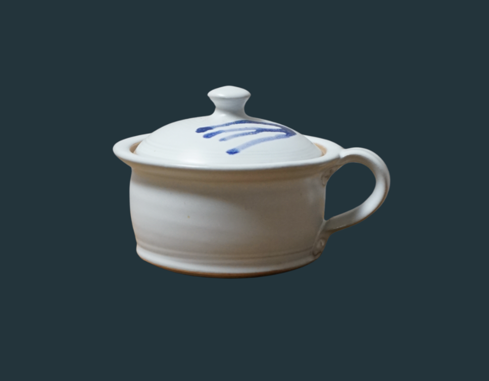 Hand Thrown Mini Crock - White and Blue