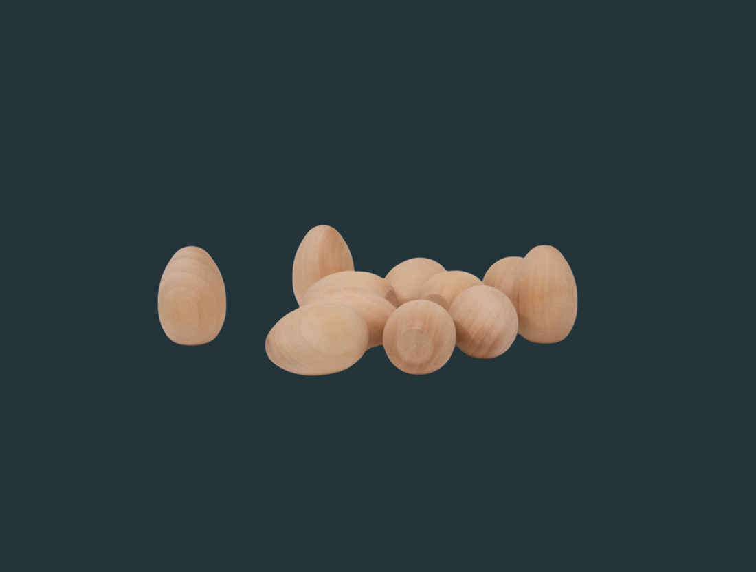 Hand Carved Wooden Eggs Set