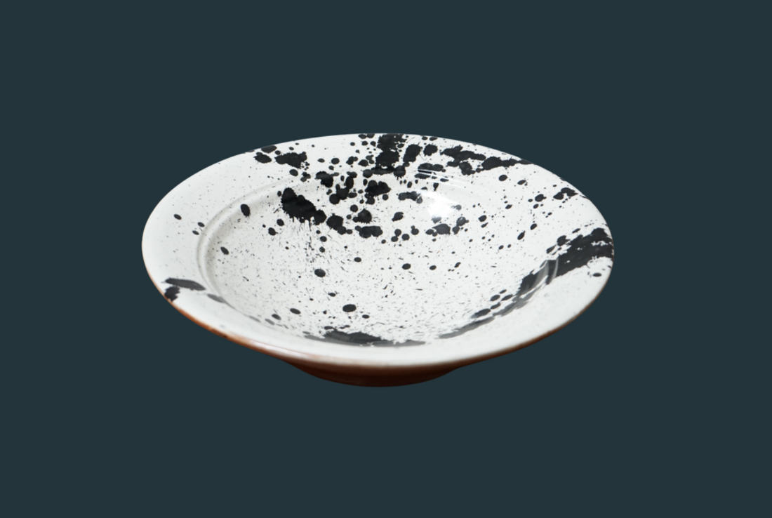 Large Black and White Splatter Bowl