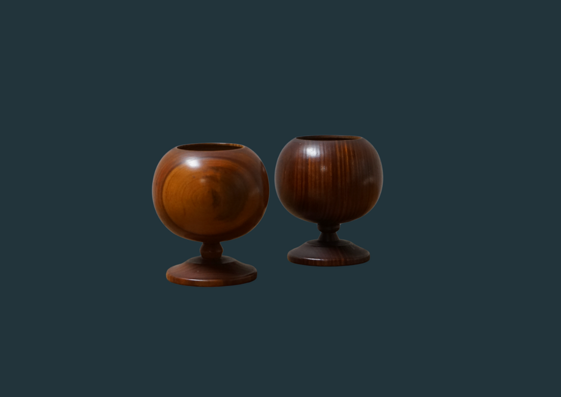 Vintage Wooden Goblet Pair