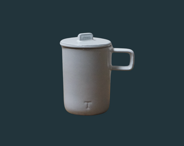 White Glaze Ceramic Mug With Lid