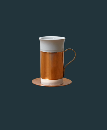 Copper Cup and Saucer (Set of 4)