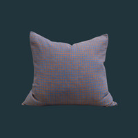 Handmade Blue and Orange Check Pillow