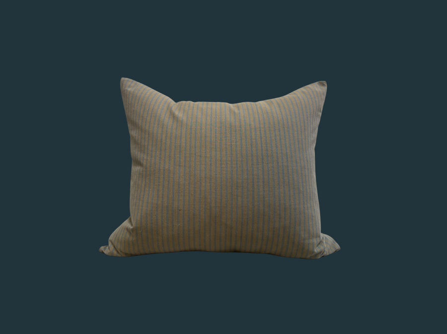 Handmade Blue & Yellow Striped Pillow