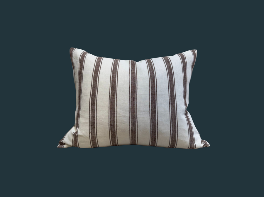 Handmade Brown & White Striped Pillow