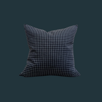 Handmade Black & Blue Check Pillow
