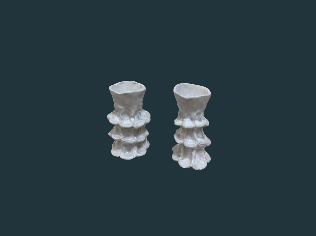 (Set of Two) Porcelain Ceramic Candle Stick Holders