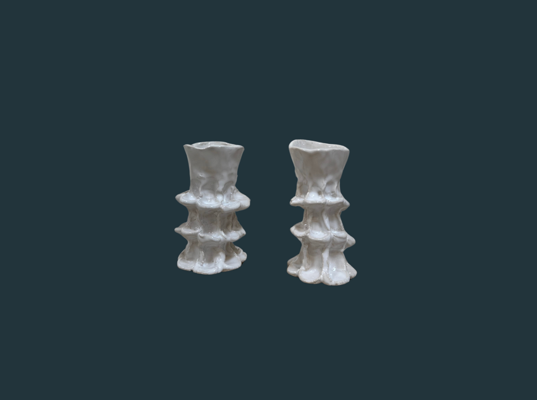 (Set of Two) Porcelain Ceramic Candle Stick Holders