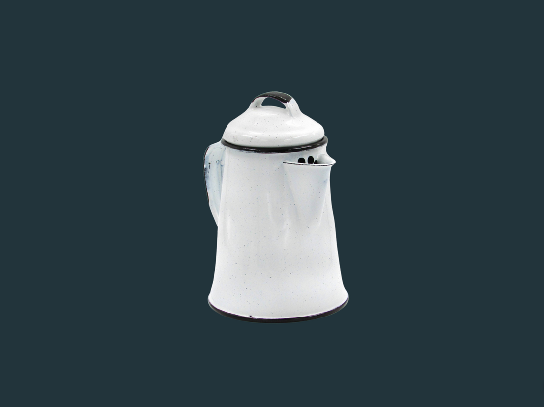 White Enamel Coffee Pot
