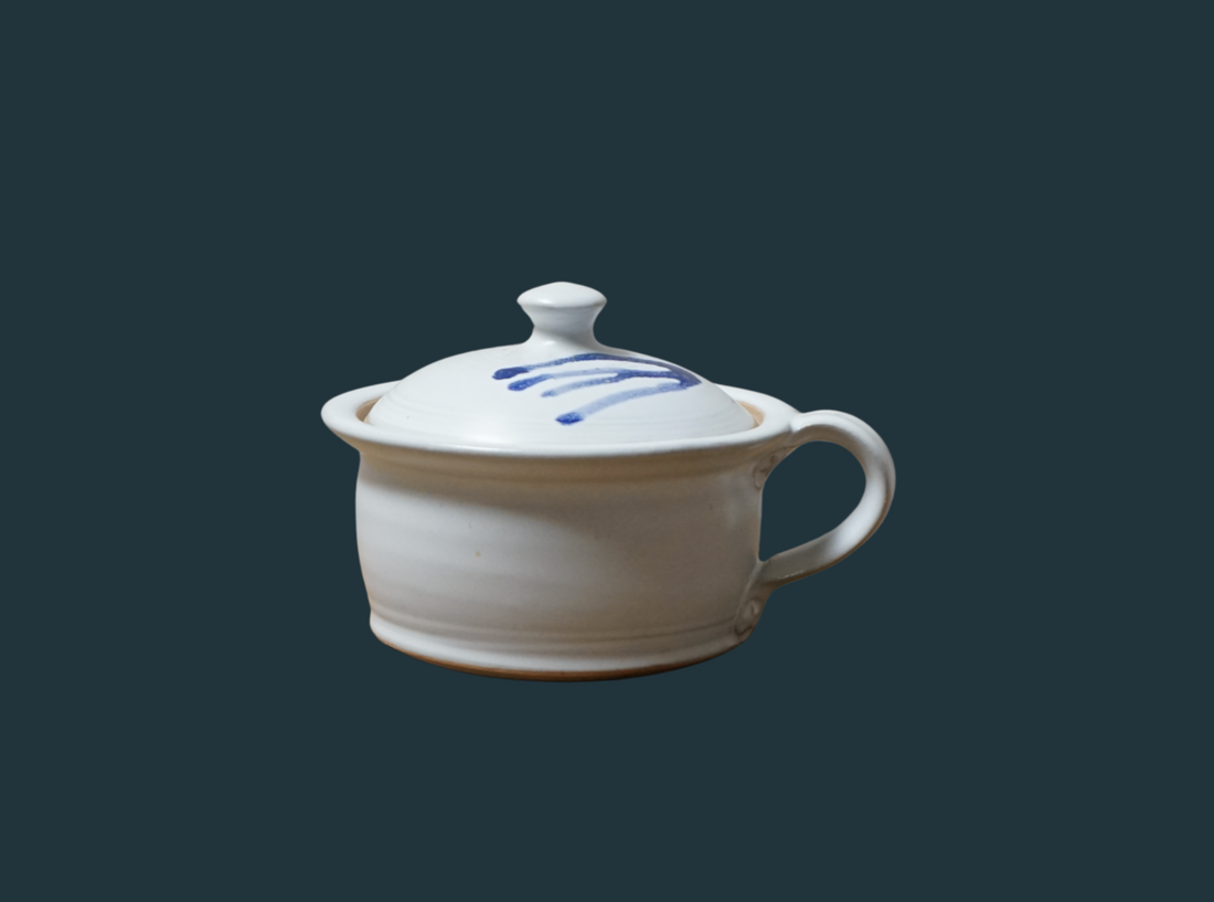 Hand Thrown Mini Crock - White and Blue