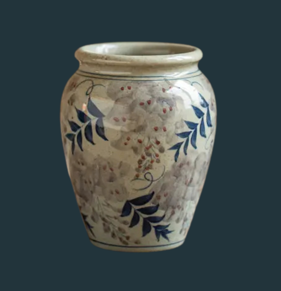 Hand-Painted Blue and White Vintage Vase - No. 1
