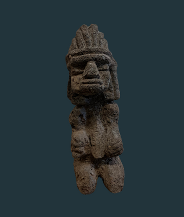 Primitive Aztec Carved Volcanic Rock Figure
