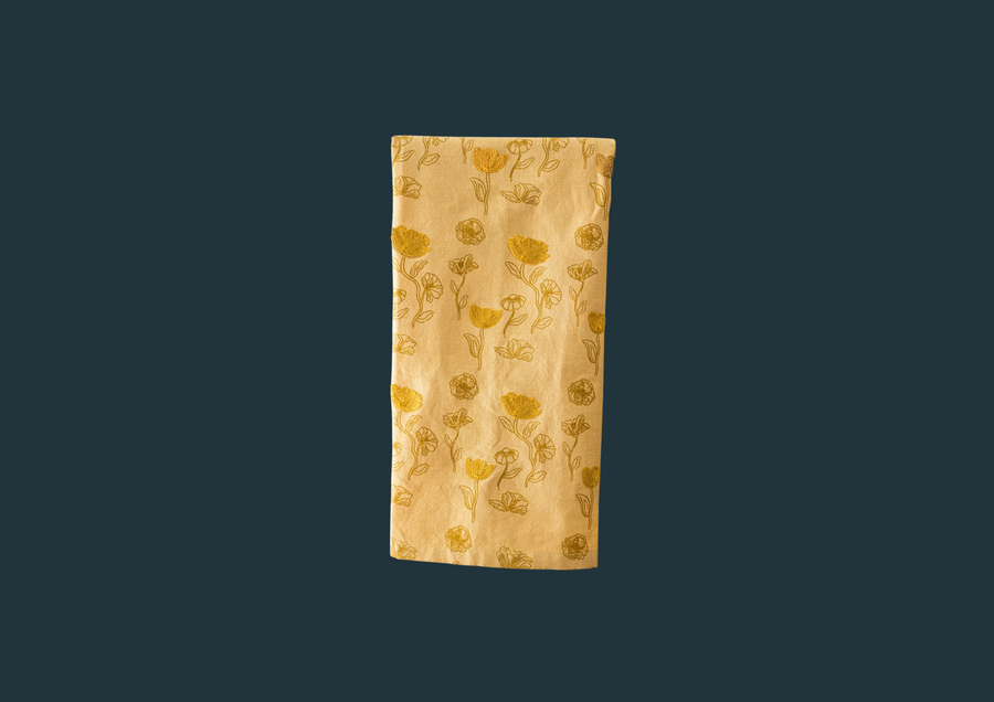 Yellow Poppy Embroidered Tea Towel