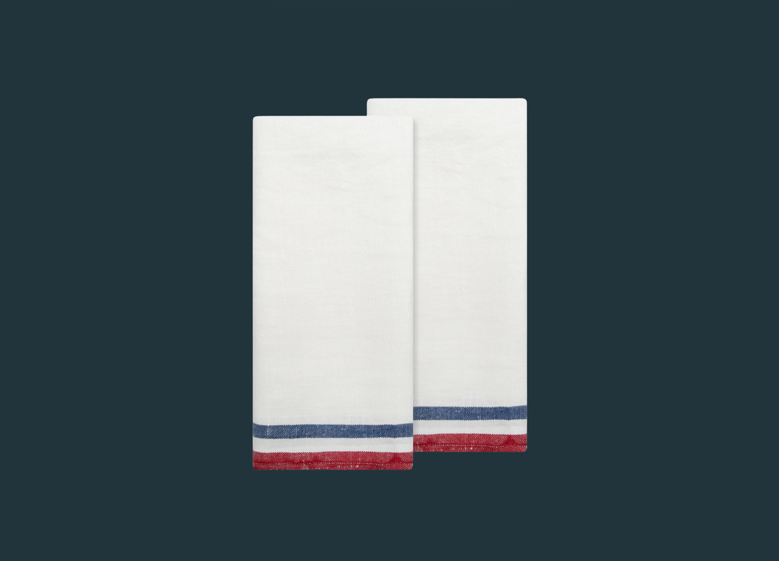 Normandy White - Red/White/Blue Stripes Kitchen Cloth