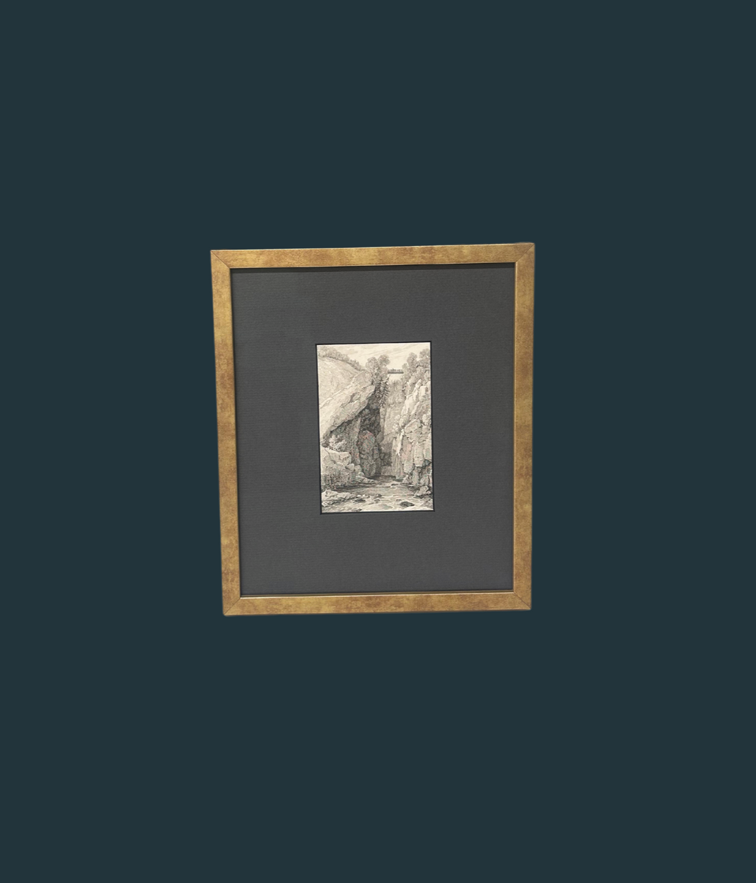 Antique Black and White River Artwork A