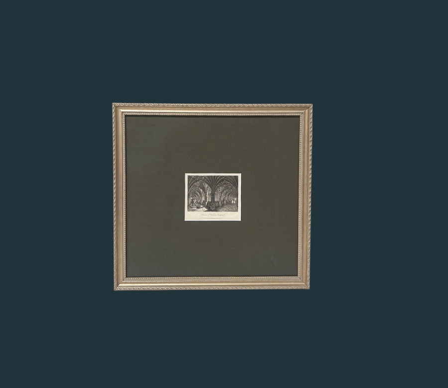 Antique Ink on paper Worcester Cathedral Art (Set of four)