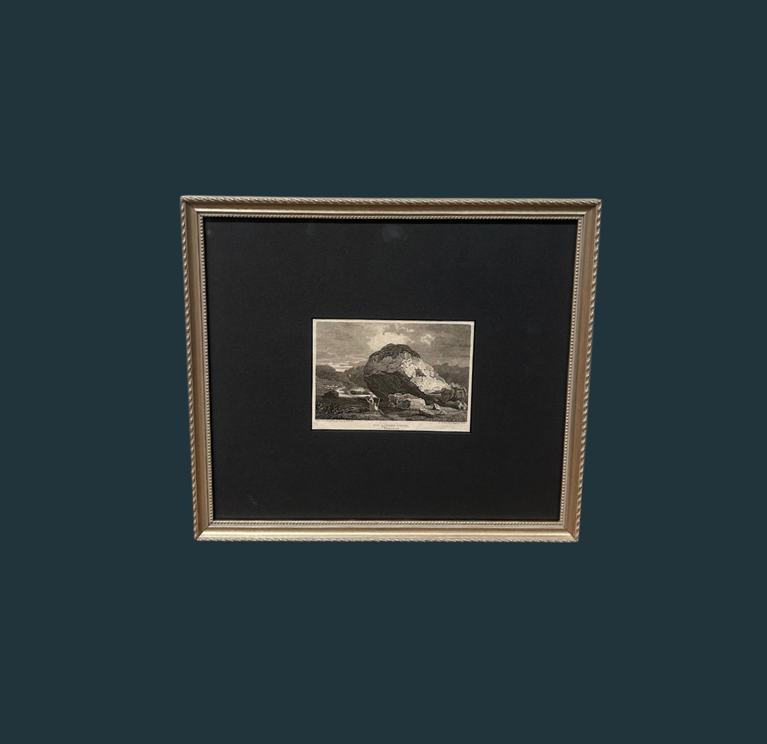 Antique Ink on Paper "The Bowder Stone" Artwork