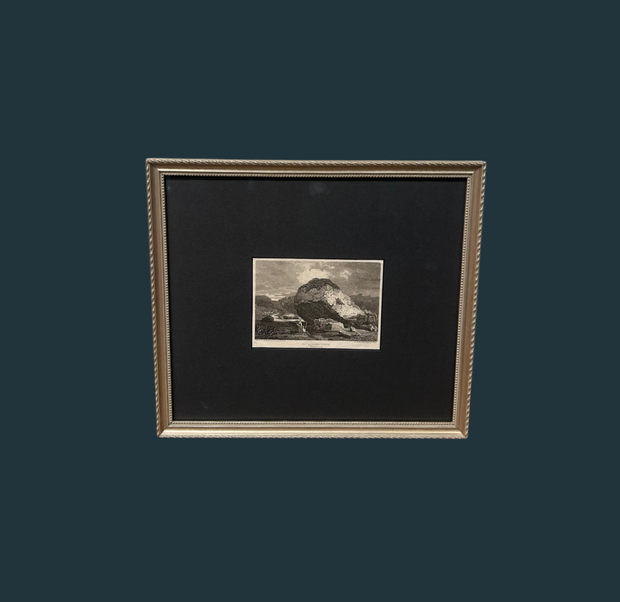 Antique Ink on Paper "The Bowder Stone" Artwork