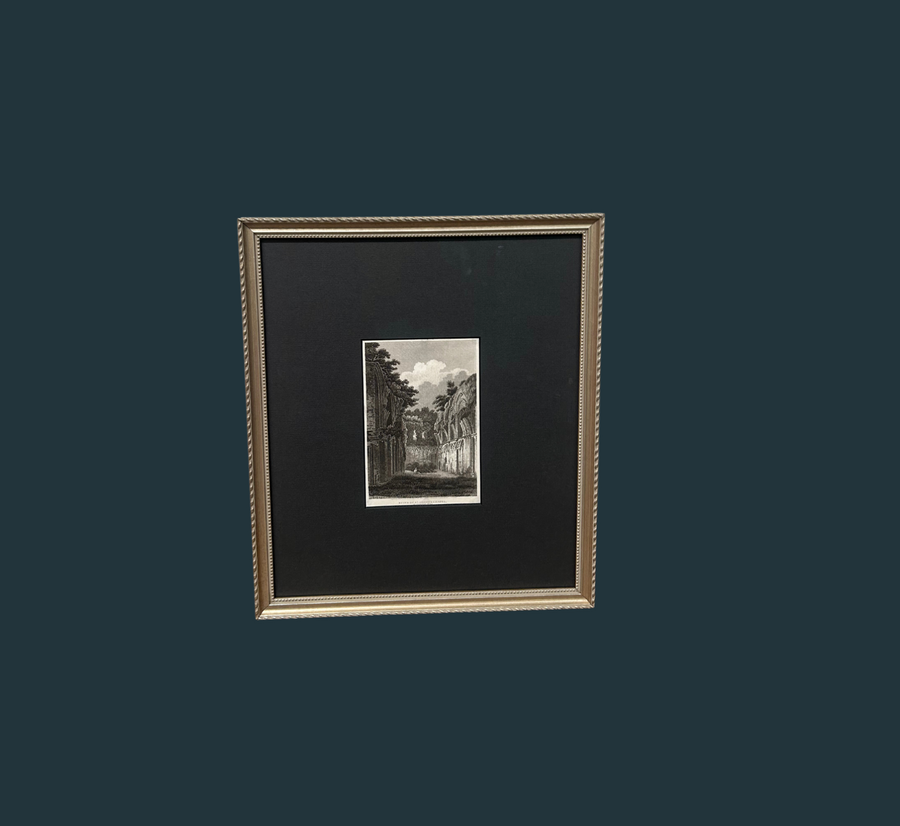 Antique Ink on Paper "Ruins of St. Joseph's Chapel" Artwork