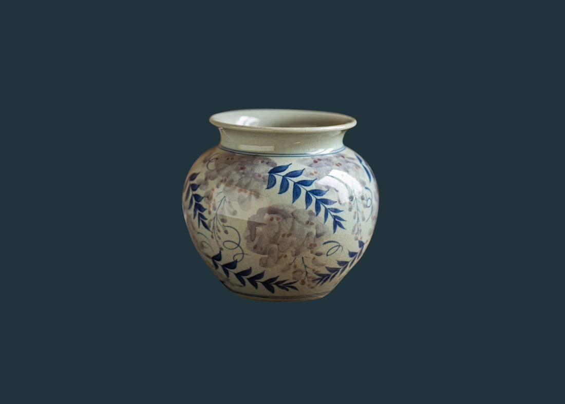 Hand-Painted Blue and White Vintage Vase - No. 3