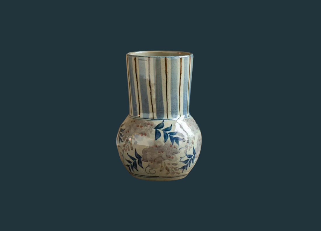 Hand-Painted Blue and White Vintage Vase - No. 2