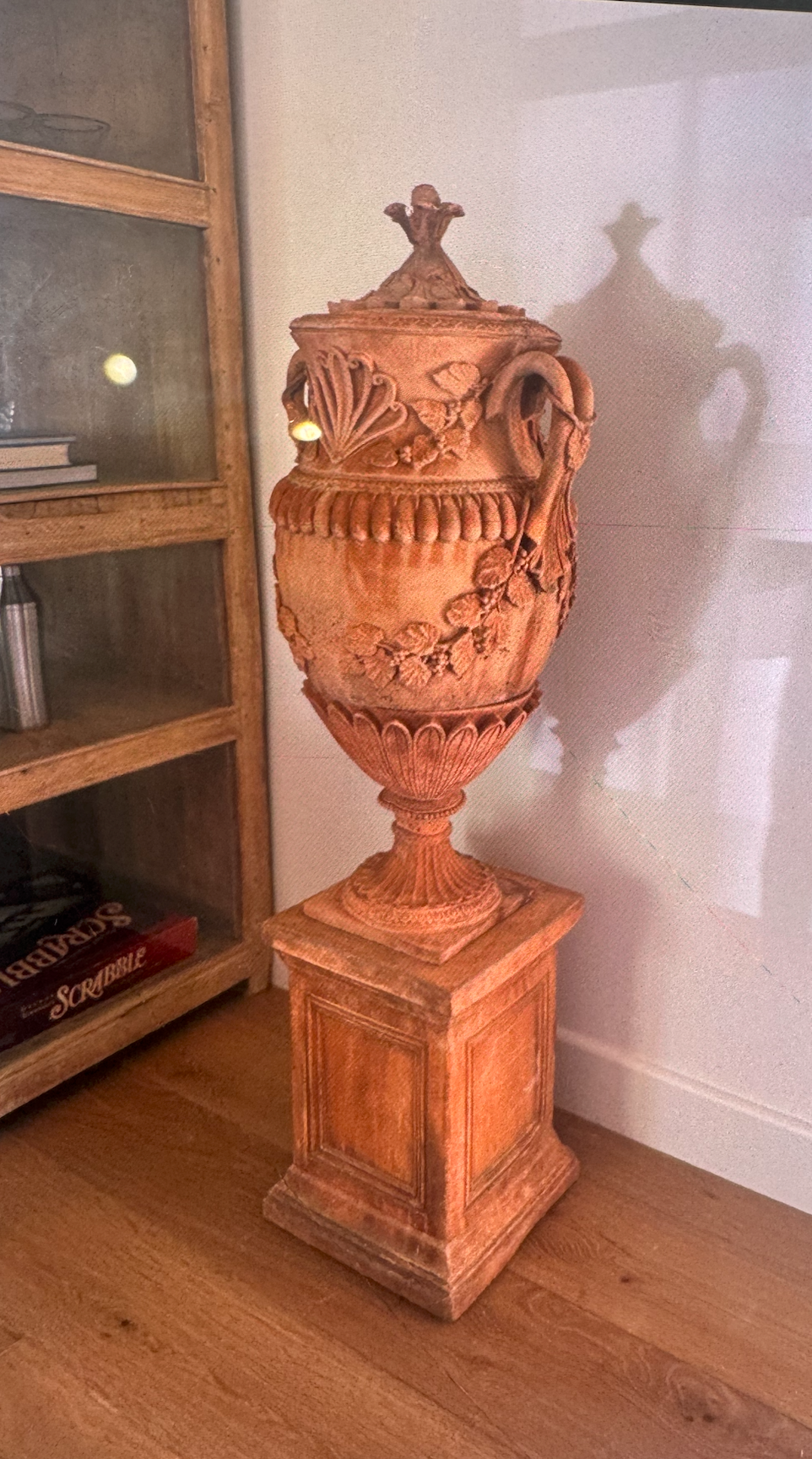 Vintage Terracotta Urn with Pedestal Base ( 3 Piece set)