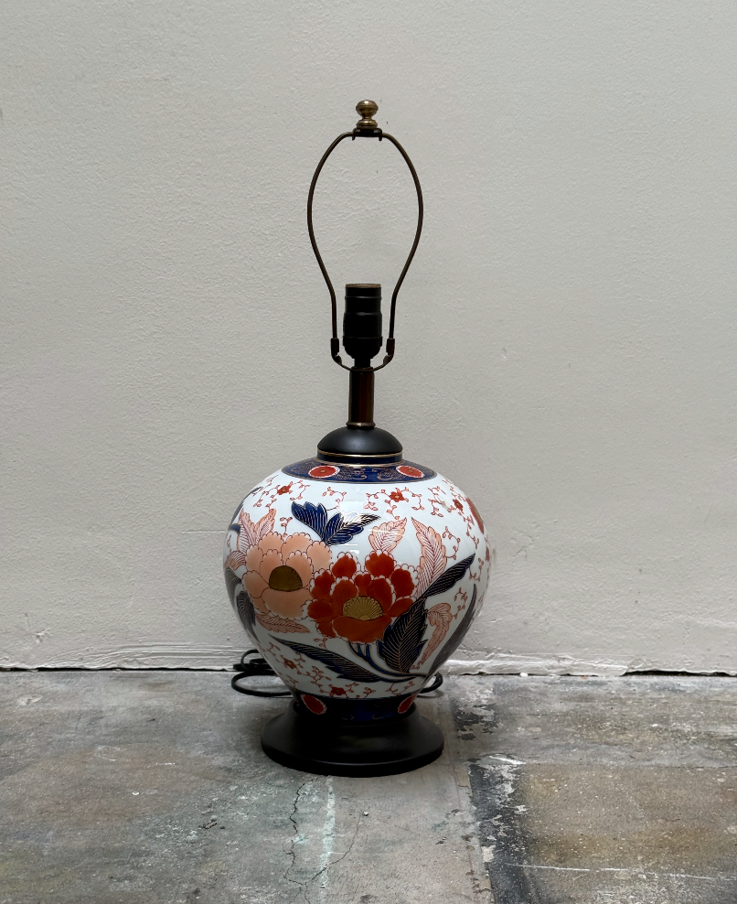 Vintage Floral Porcelain Ginger Jar Table Lamp