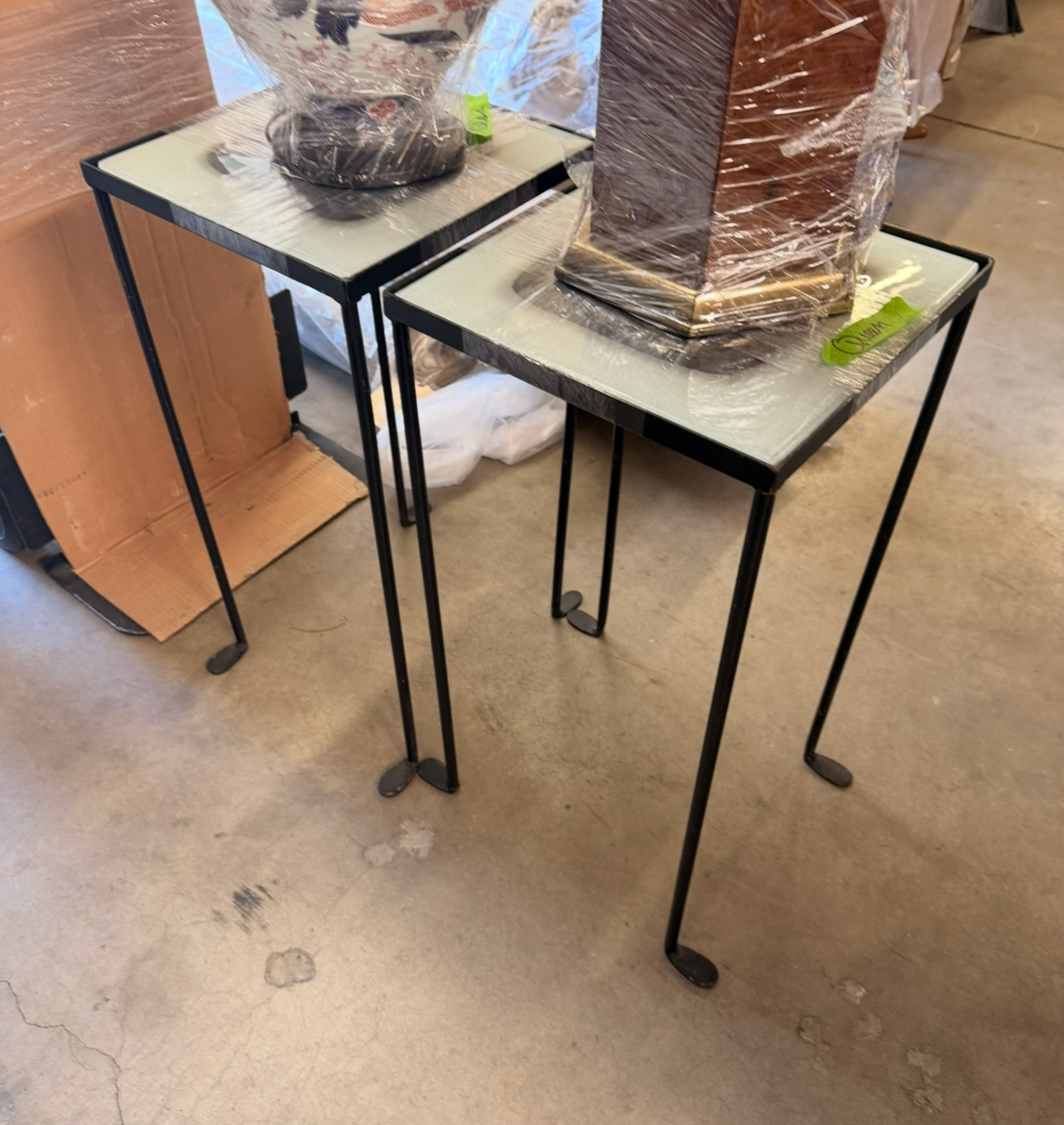 2 Small Black Tables - Glass top