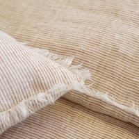 Logan Frayed Linen Striped Duvet Cover and Shams