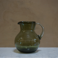 Handblown Pitcher, Olive Green