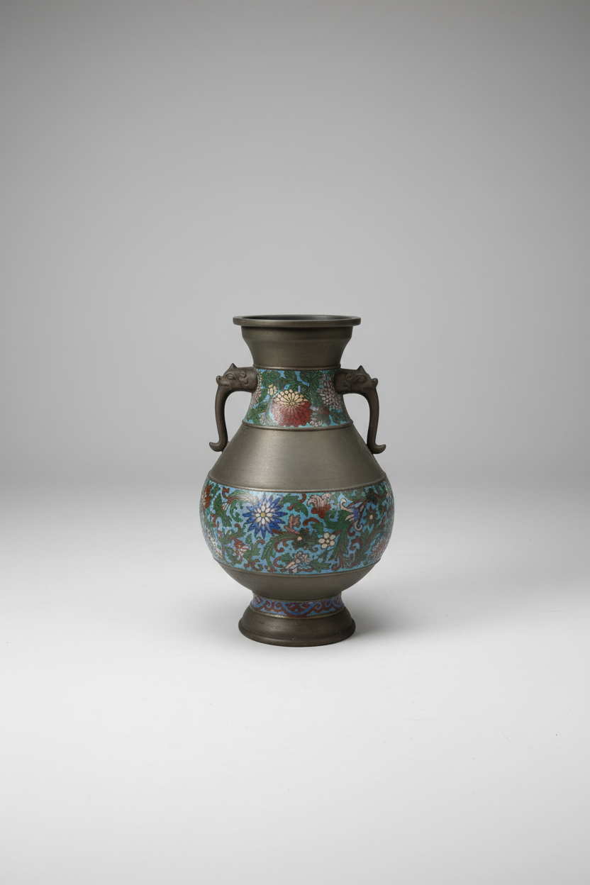 Metal Pot w/ Floral Design